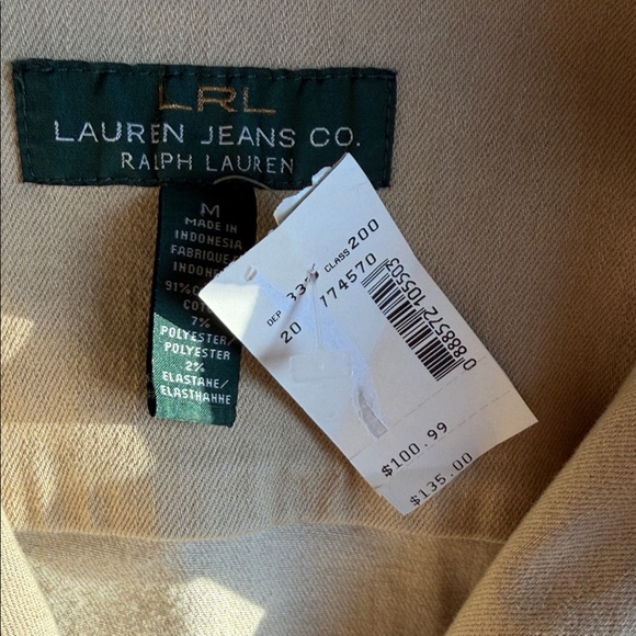 Lauren Jeans Co Tan Denim Belted Utility Jean Jacket Size M Ralph Lauren NWT - Picture 9 of 15